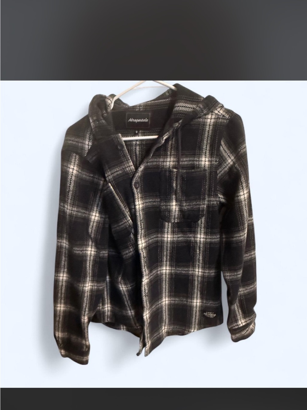 Abercrombie & Fitch Black and White Plaid Hooded Shirt Jacket